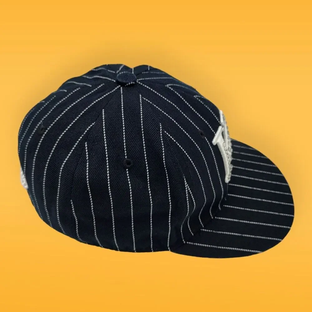 XL Old School Black Pinstripe KC Bling Kansas City Hunter Authentic Headgear Hat